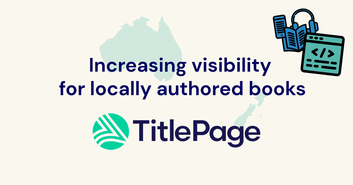 TitlePage logo with images of Australia and NZ, with text Increasing visibility for locally authored books